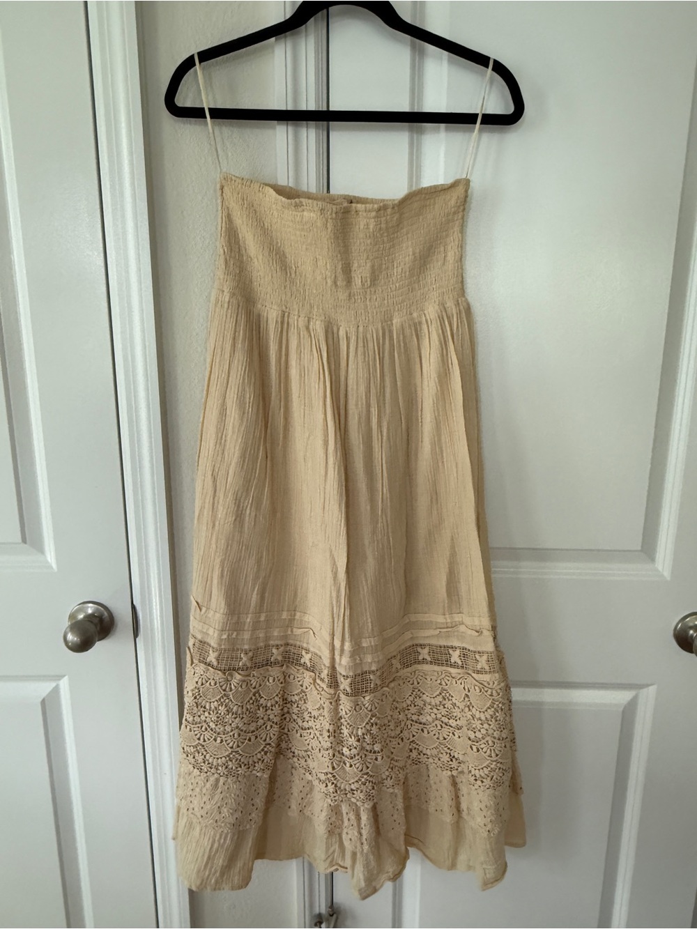 Free People Boho Cream Crochet Maxi Skirt